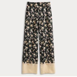 Lauren Conrad Drapey Floral Wide Leg Elastic Back High Rise Trouser Pants Sz 14